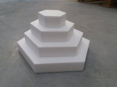 H 10cm Gâteau hexagonale polystyrène, set 10cm+20cm+30cm+40cm