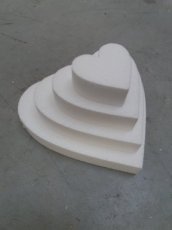 H 4cm Gâteau en forme de coeur polystyrène, set 10cm+20cm+30cm+40cm