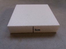 22,5x 22,5cm Gâteau carré en polystyrène,  6cm de haut